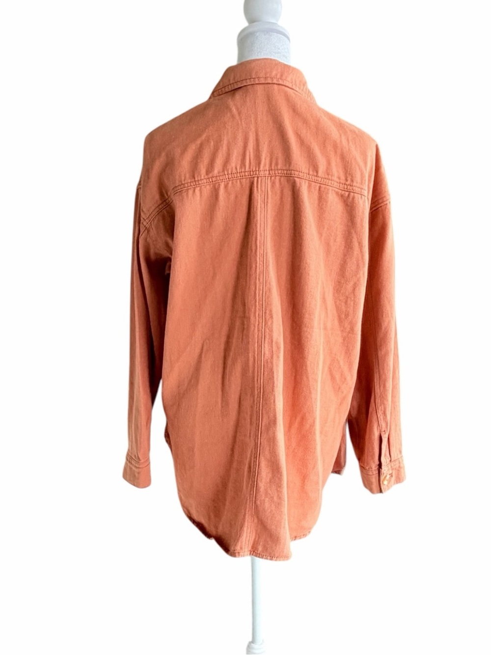 Lightweight Rust Orange Utility Button-Up Jacket - Picture 3 of 6